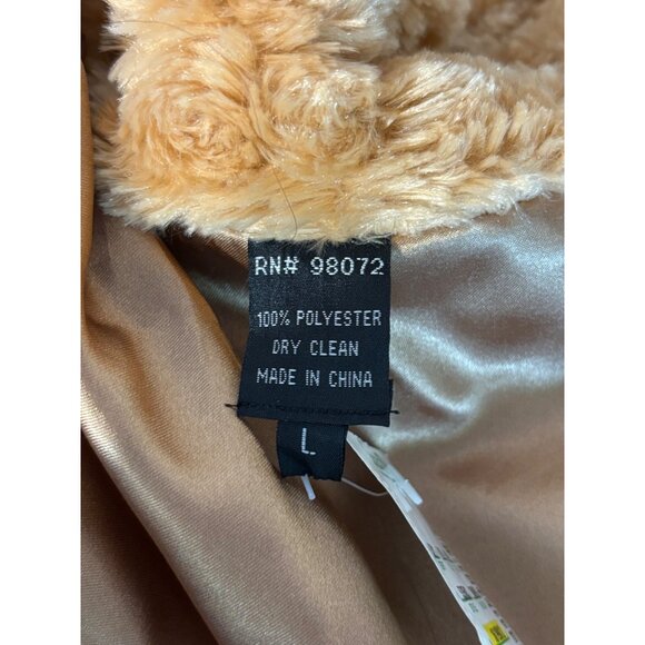 Faux Fur Sleeveless Vest In Camel Brown With Satin Lining & Zipper Closure NWT - Picture 12 of 12